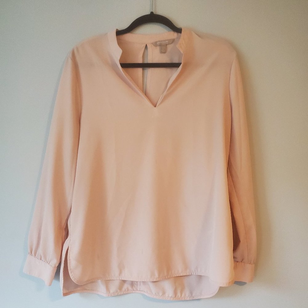 Blush Pink Banana Republic Long-sleeve tunic blouse | L